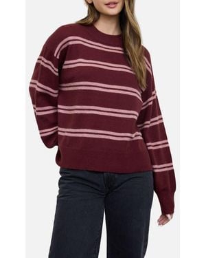 Blu Pepper Stripe Crew Sweater - Red