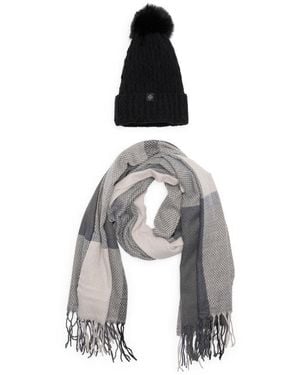 Nanette Lepore Faux Fur Pompom Beanie & Scarf Gift Set - White
