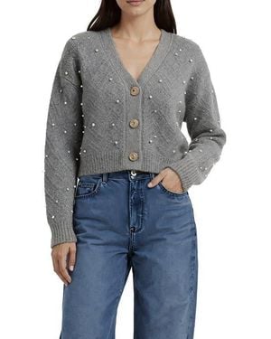 Lush Embellished Cardigan Sweater - Black