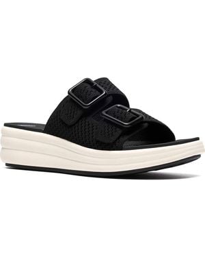 Clarks Drift Faye Wedge Slide Sandal - Black