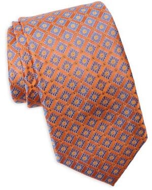 Ted Baker Westgrove Neat Silk Blend Jacquard Tie - Orange