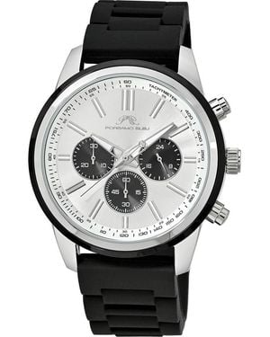 Porsamo Bleu Logan Chronograph Silicone Strap Watch - Black