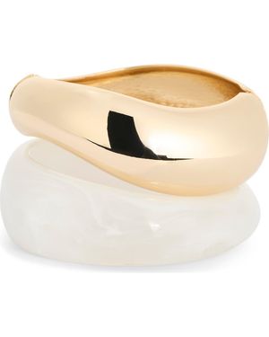 Panacea Set Of 2 Resin & Goldtone Bangles - Natural