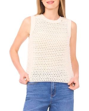 1.STATE Open Stitch Cotton Blend Sweater Tank - White