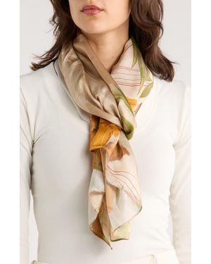La Fiorentina Floral Print Silk Scarf - Natural