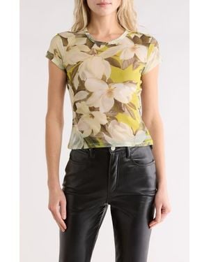 AllSaints Ellie Floral Mesh T-Shirt - Metallic