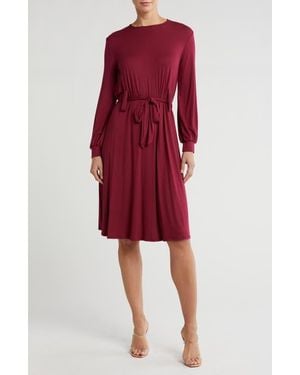 Go Couture Long Sleeve A-Line Dress - Red