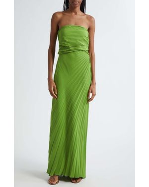 A.L.C. Bianca Pleated Strapless Gown - Green