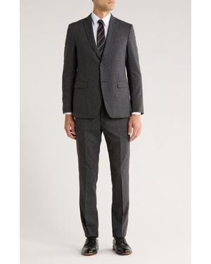 John Varvatos Weave Wool Blend Suit - Black