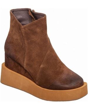 Antelope Suede Platform Wedge Boot - Brown