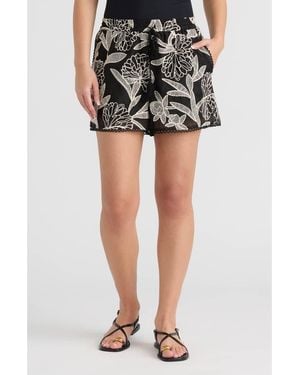 NVLT Embroidered Georgette Shorts - Black