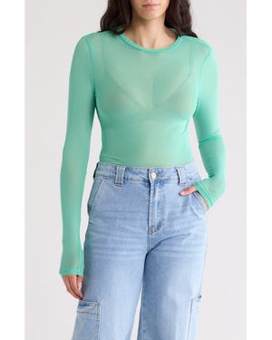 AFRM LOS ANGELES Sunny Long Sleeve Mesh Top - Blue