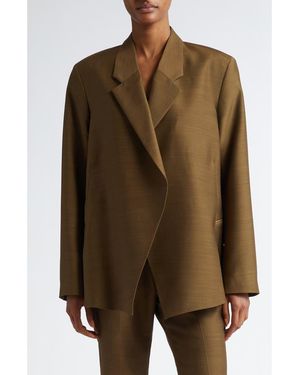 BITE STUDIOS Polus Asymmetric Wool & Silk Blazer - Green