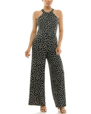 Nina Leonard Twisted Halter Neck Jumpsuit - Multicolor