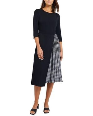 Misook Contrast Panel Knit Dress - Black