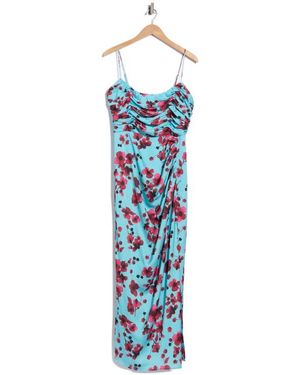 Hutch Ruched Floral Midi Dress - Blue