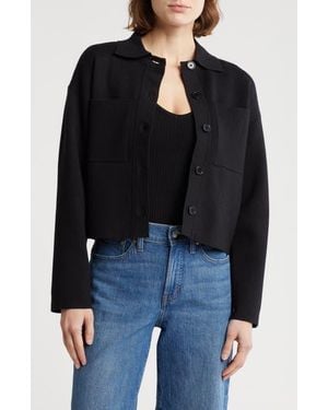 Love By Design Kogan Collared Crop Sweater Jacket - Black