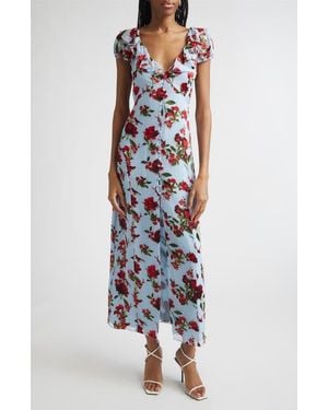 Alice + Olivia Tara Ruffle Tie Back Maxi Dress - White