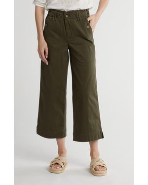 Democracy Wide Leg Ankle Crop Pants - Green