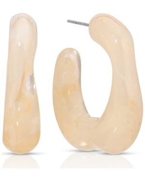 Ettika Resin Square Hoop Earrings - White