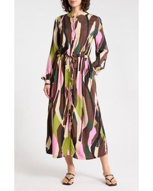 B.Young Long Sleeve Print Shirtdress - Red