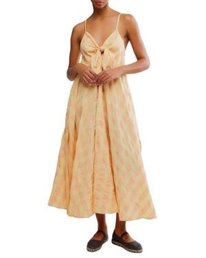 Free People Via Gingham Cotton Seersucker Sundress - Natural