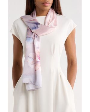 La Fiorentina Floral Print Silk Scarf - White