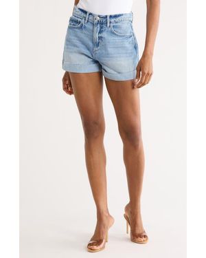 L'Agence Jazzy High Waist Cuffed Jean Shorts - Blue