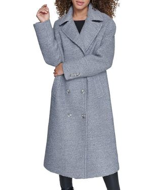 KARL LAGERFELD Textured Double Breasted Coat - Gray