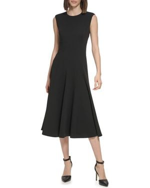 Calvin Klein Scuba Crepe Fit & Flare Dress - Black