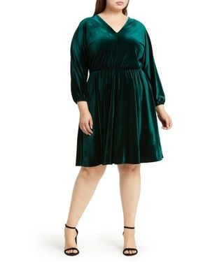 London Times V-Neck Dolman Dress - Green