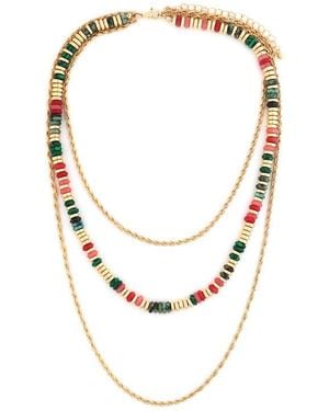 Panacea Stone Beaded Layered Chain Necklace - White