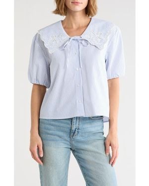 Joie Embroidered Striped Shirt - Blue