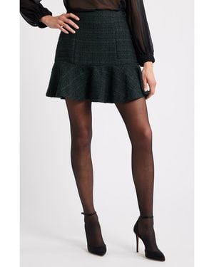 Treasure & Bond Flounce Tweed Miniskirt - Black