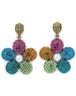 Kurt Geiger Pavé Crystal & Faux Pearl Flower Drop Earrings - White