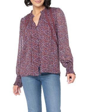 Gibsonlook Floral Long Sleeve Button-Up Blouse - Red