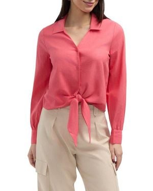 Ellen Tracy Tie Front Shirt - Red