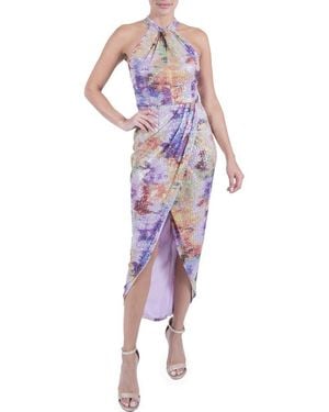 Julia Jordan Twist Neck Sequin High-Low Dress - Purple