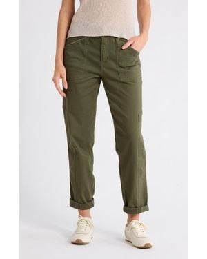 Democracy Tapered Side Panel Straight Leg Jeans - Green