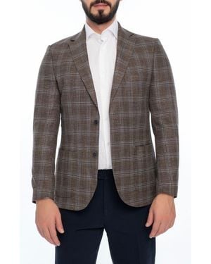 VELLAPAIS Plaid Sport Coat - Gray