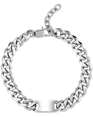 Geoffrey Beene Stainless Steel Cuban Chain Bracelet - Metallic