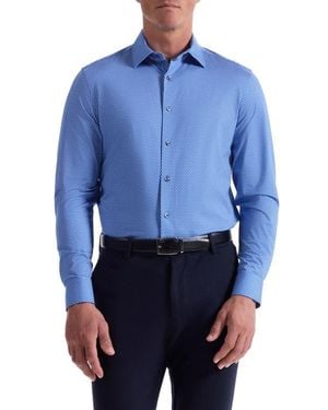 Bugatchi James Ooohcotton Grid Button-Up Shirt - Blue
