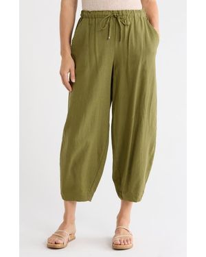 Max Studio Cropped Drawstring Pants - Green