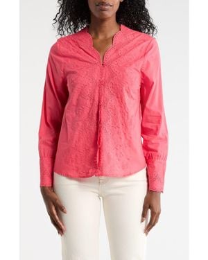 Forgotten Grace Eyelet Embroidered Button-Up Shirt