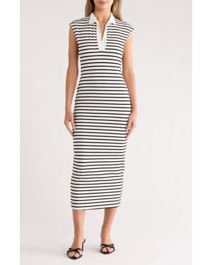 Bebe Stripe Rib Column Midi Dress - Multicolor