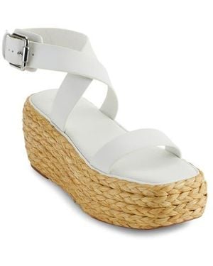 PURE Donna Karan Lolah Ankle Strap Raffia Platform Sandal - White