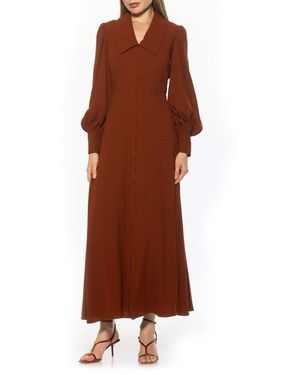 Alexia Admor Kate Collared Long Sleeve Maxi Dress - Brown