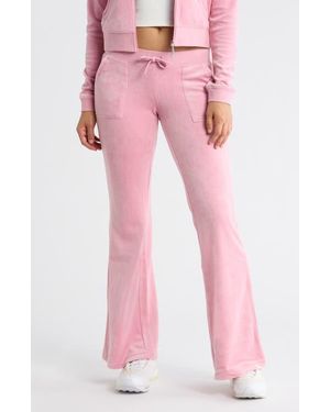 Juicy Couture Heritage Velour Wide Leg Track Pants - Pink