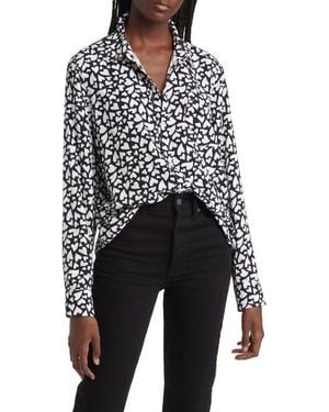 Rails Kathryn Heart Print Button-Up Shirt - Black