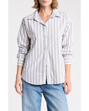Beach Lunch Lounge Cidney Oversize Cotton Button-Up Shirt - Gray
